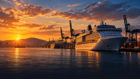 Navio de cruzeiro no Porto de Santos: transfer privativo para Santos