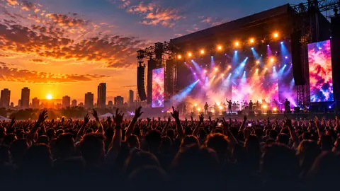 Palco de show com público: transfer para shows e eventos